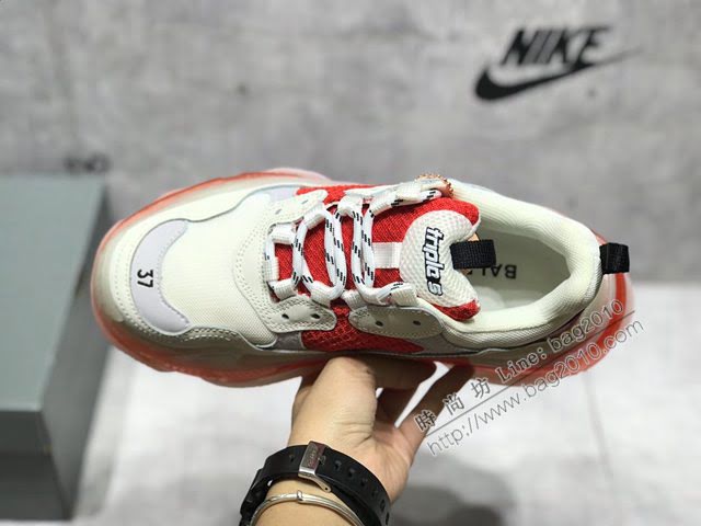 Balenciaga經典款男女鞋 巴黎世家頂級版本Triple S厚底氣墊大底LOGO老爹鞋 Balenciaga情侶款老爹鞋  hdbl1270